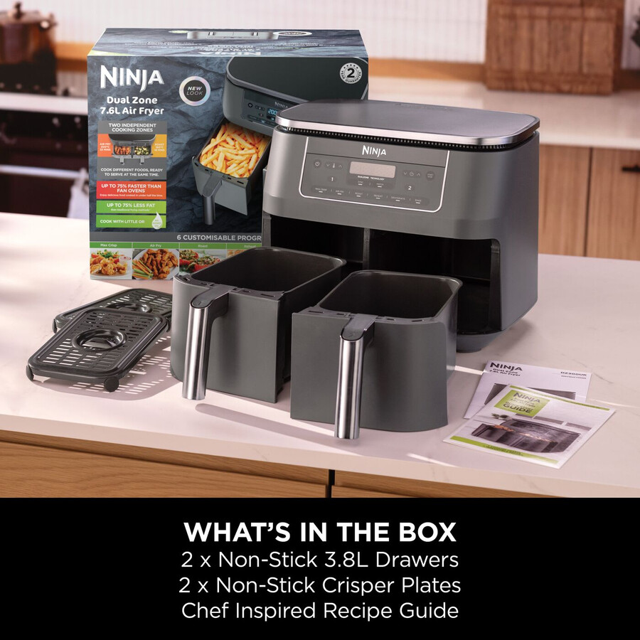 ninja 6-i-1 airfryer med dubbla zoner 76 l dz300uk