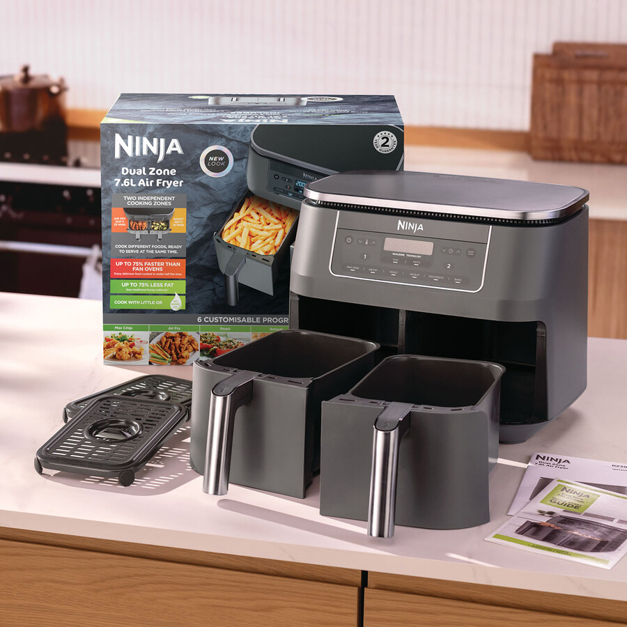 ninja 6-i-1 airfryer med dubbla zoner 76 l dz300uk