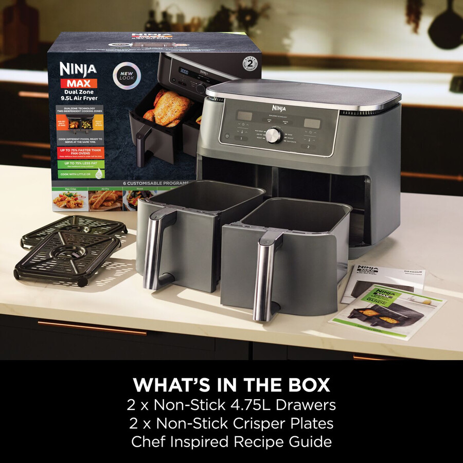 ninja max 6-i-1 airfryer med dubbla zoner 95 l dz400uk