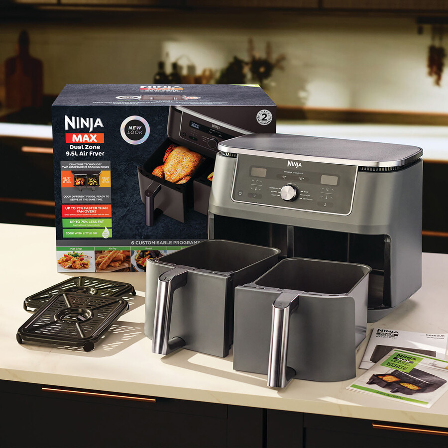 ninja max 6-i-1 airfryer med dubbla zoner 95 l dz400uk