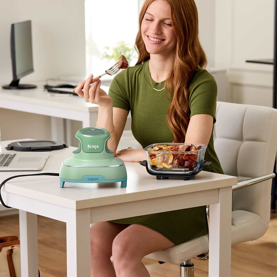 ninja crispi 4-i-1 bärbar liten airfryer i glas – mint pond fn101ukgnbl