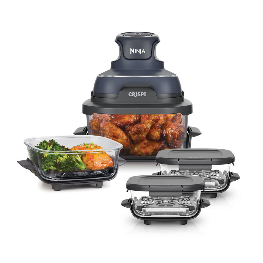 ninja crispi 4-i-1 bärbar glas air fryer matförberedelse set - cyber space