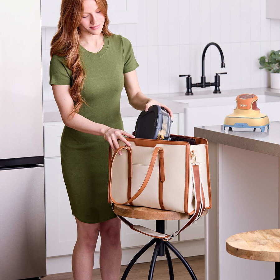 ninja crispi 4-i-1 bärbar liten airfryer i glas – mango clouds fn101ukorpr