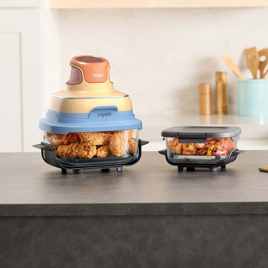 ninja crispi 4-i-1 bärbar liten airfryer i glas – mango clouds fn101ukorpr