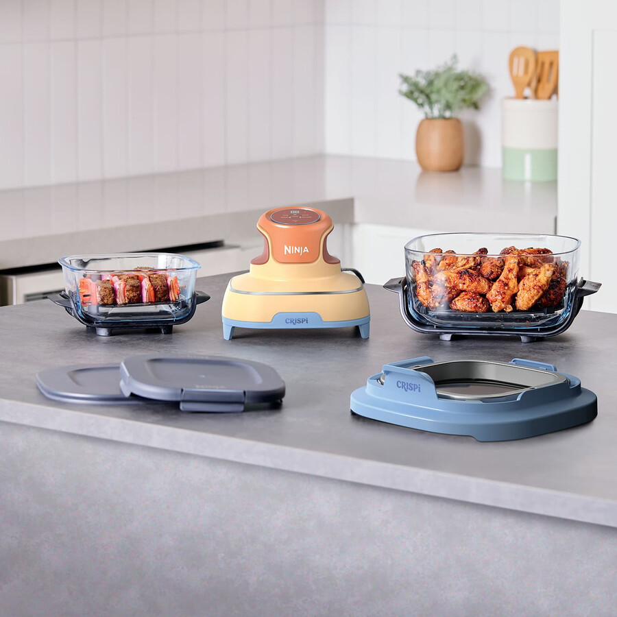 ninja crispi 4-i-1 bärbar liten airfryer i glas – mango clouds fn101ukorpr