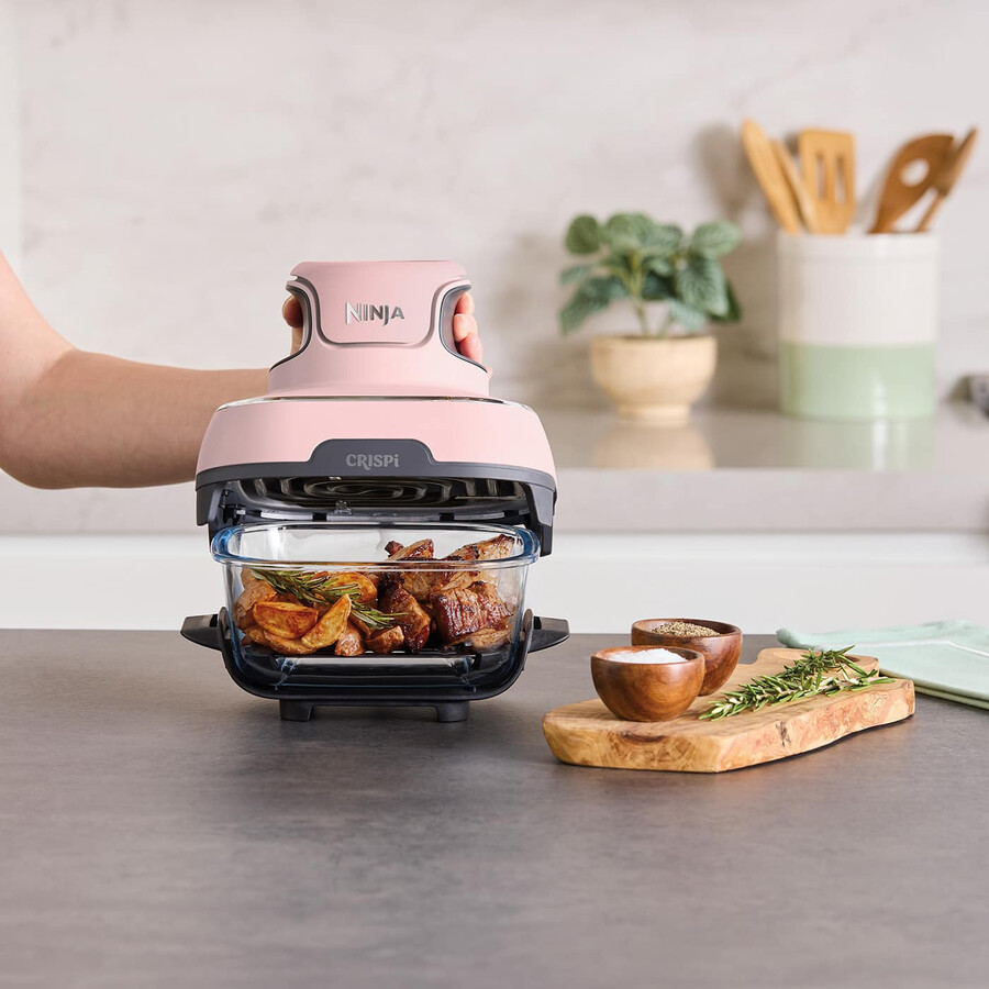 ninja crispi 4-i-1 bärbar glas air fryer - rosa fn101ukpk