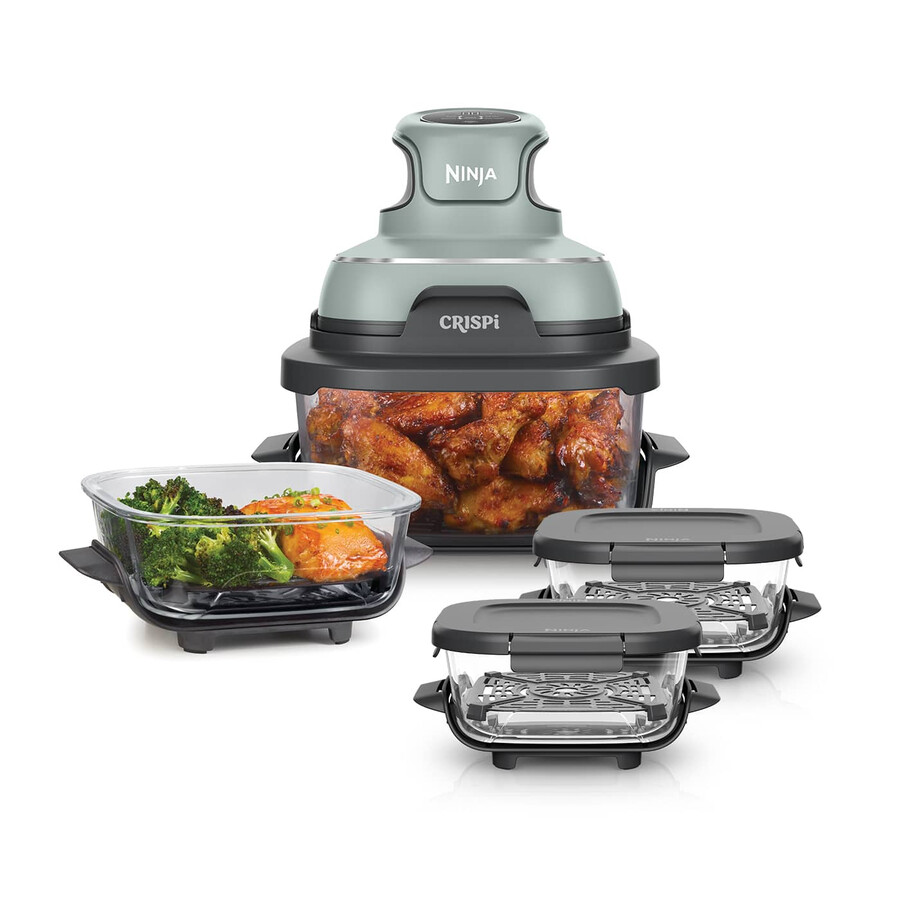 ninja crispi 4-i-1 bärbar glas air fryer matförberedelse set - sage