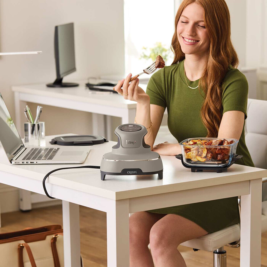 ninja crispi 4-i-1 bärbar glas air fryer matförberedelse set - stone
