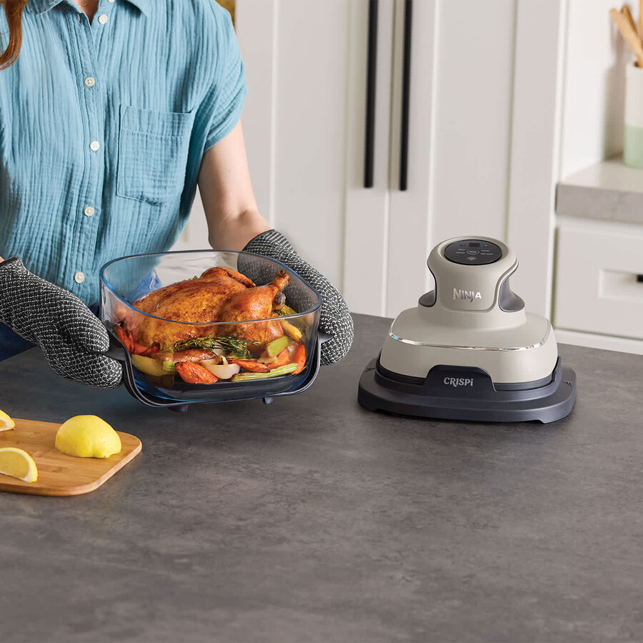 ninja crispi 4-i-1 bärbar glas air fryer matförberedelse set - stone
