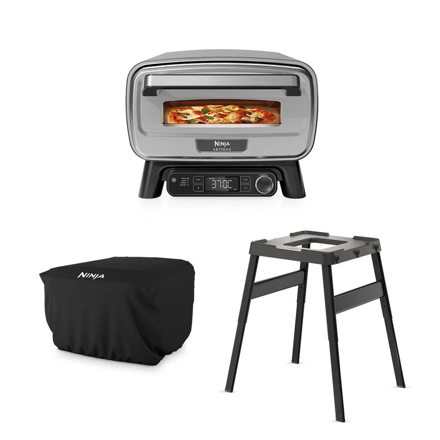 ninja artisan elektrisk utomhuspizzaugn och airfryer stativ och lockpaket