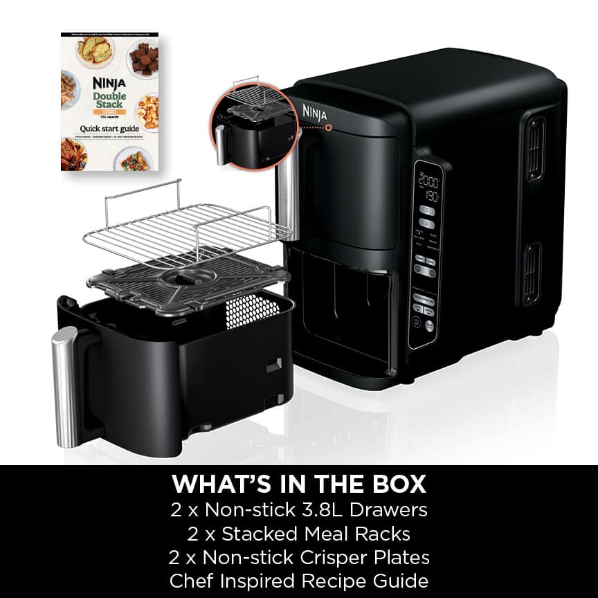 ninja double stack air fryer med 2 lådor 76 l – sl300uk