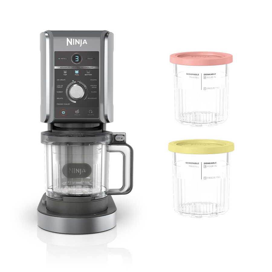 ninja creami deluxe 10-i-1-glass- och frysta dryckesmaskin 4-burkarspaket