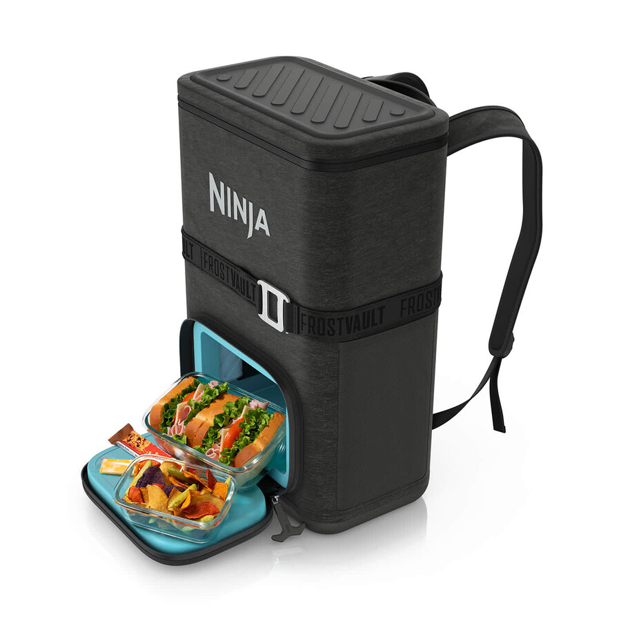 ninja frostvault go 17 liters mjuk kylväska med 24 burkar – antracitgrå