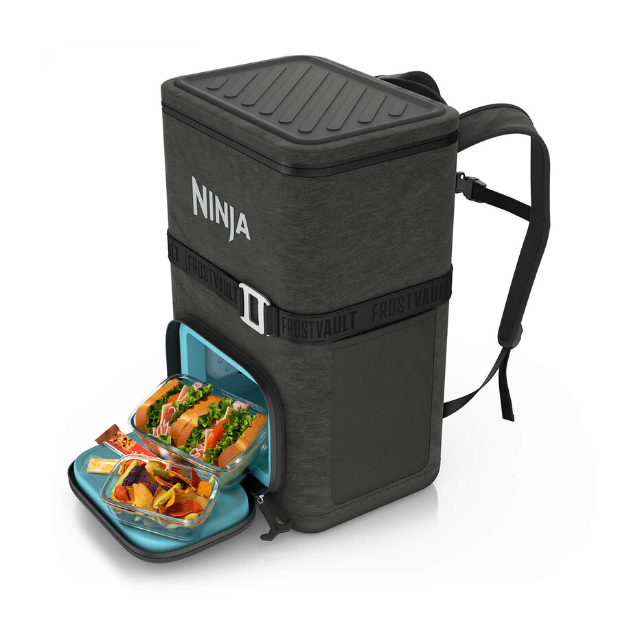 ninja frostvault go 23 liters mjuk kylväska med 36 burkar – antracitgrå