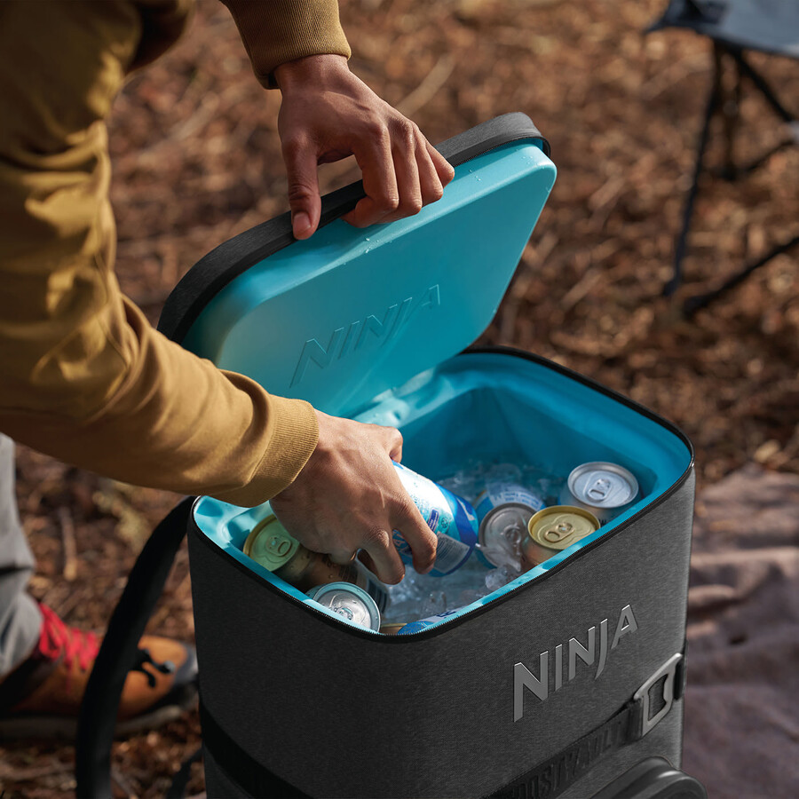 ninja frostvault go 23 liters mjuk kylväska med 36 burkar – antracitgrå