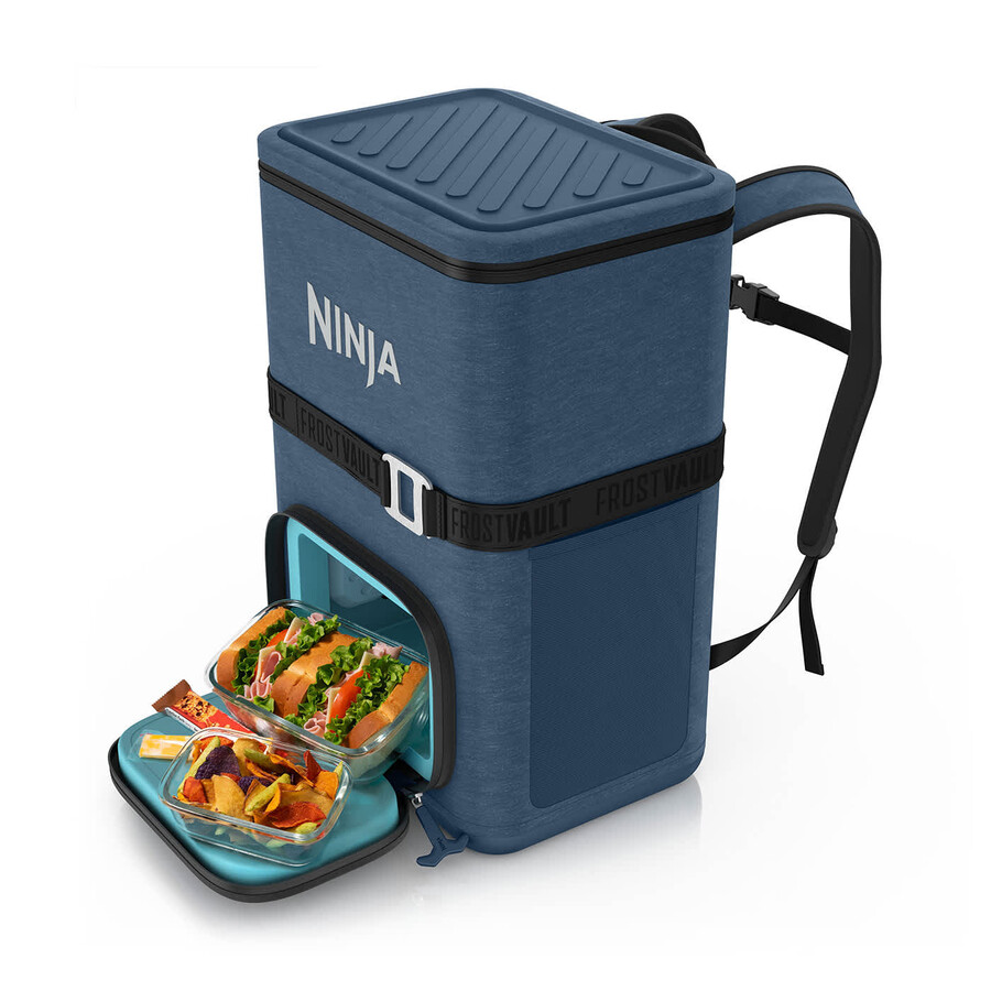 ninja frostvault go 23 liters mjuk kylväska med 36 burkar – lakeshore blue