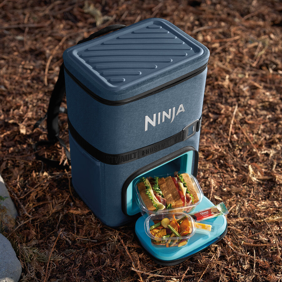ninja frostvault go 23 liters mjuk kylväska med 36 burkar – lakeshore blue