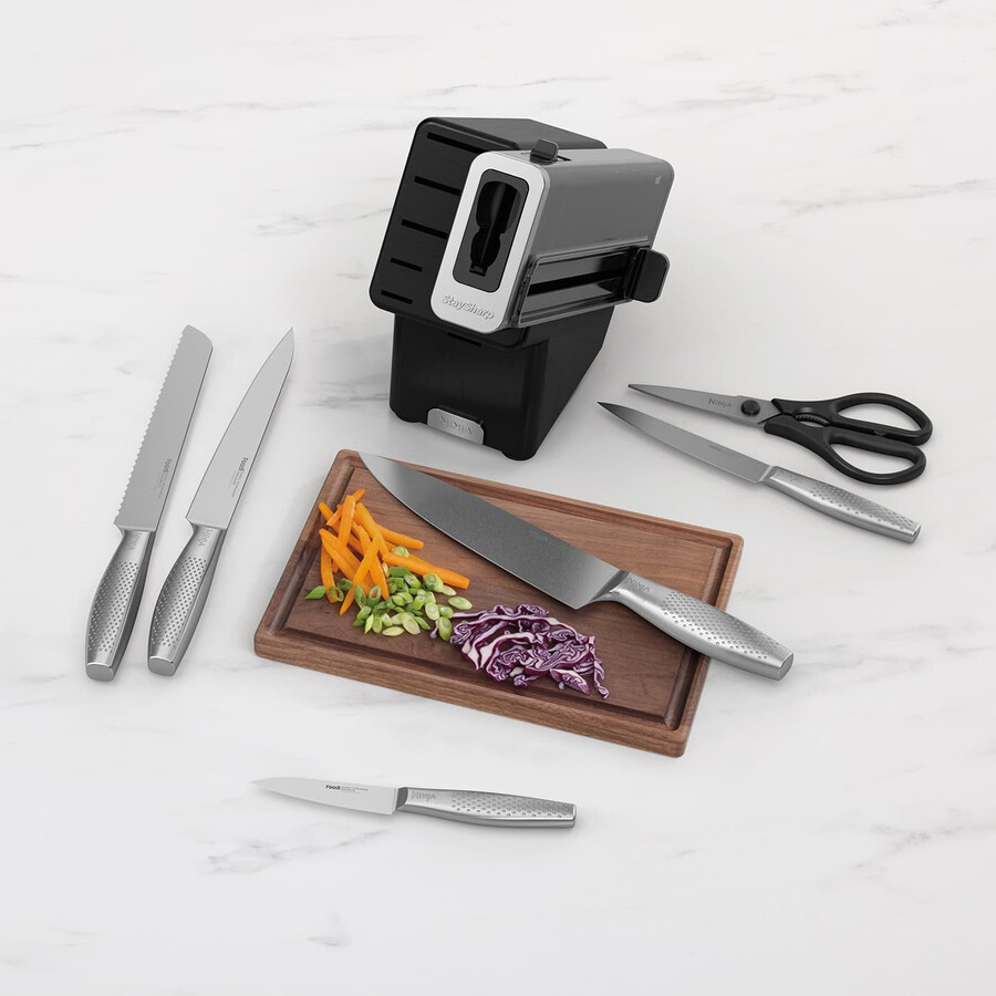 ninja staysharp knivset i rostfritt stål med 6 delar och träblock – k62006euuk