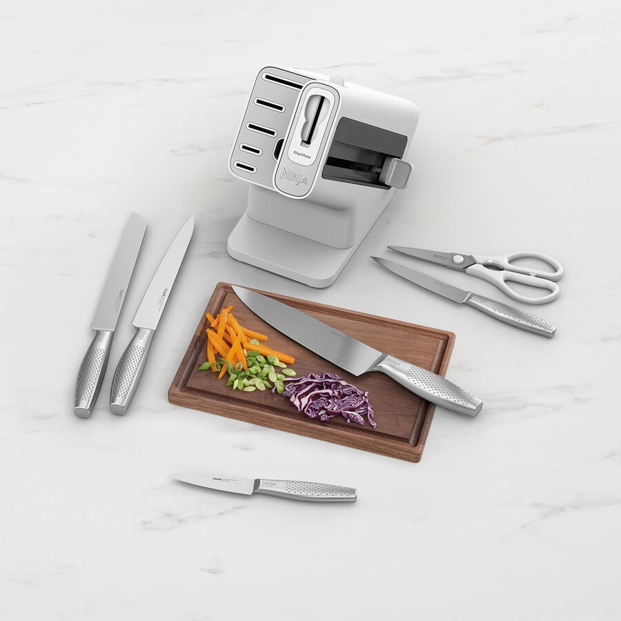 ninja staysharp knivset i rostfritt stål med 6 delar och vitt block – k62006euwh