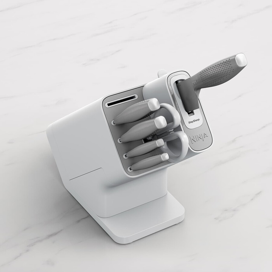 ninja staysharp knivset i rostfritt stål med 6 delar och vitt block – k62006euwh
